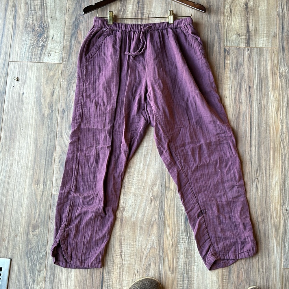 Women's Maroon Coastal Double Gauze Tapered Pull-On